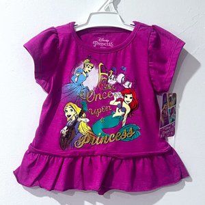 Disney Once Upon a Princess Cinderella Ariel Rapunzel Pink Girls T-Shirt NWT